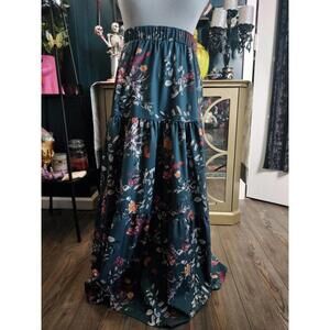 Emery Rose long skirt dark teal floral
